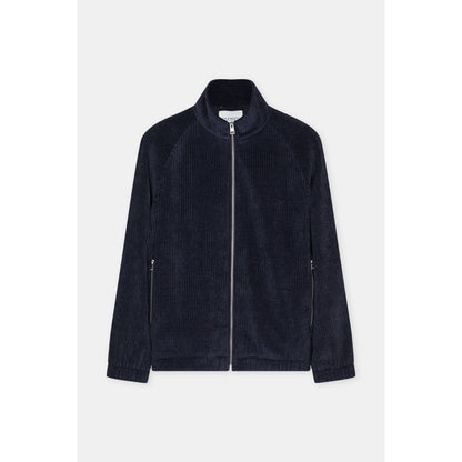 Men's Closed Rib-Fleece Track Jacket in Dark Night color, featuring a comfortable rib-fleece fabric and sporty design.