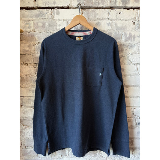 Relwen Ringspun L/S Pocket Tee - Navy Heather Dark Slate Gray