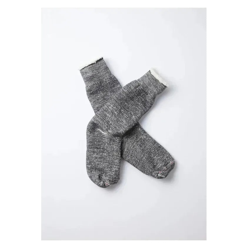 Men's double-face crew socks by Rototo in charcoal, featuring a soft, double-layer fabric design.