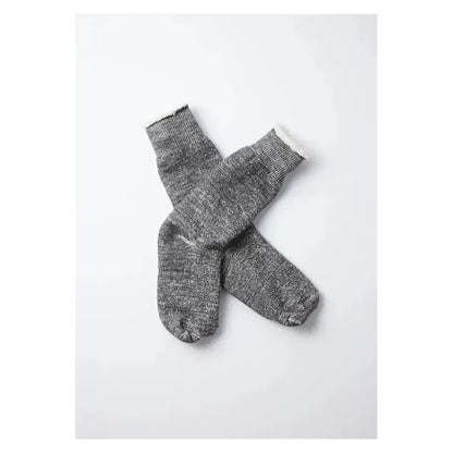 Men's double-face crew socks by Rototo in charcoal, featuring a soft, double-layer fabric design.