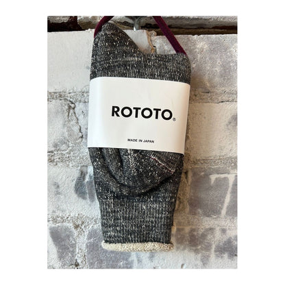 Men's double-face crew socks by Rototo in charcoal, showing the two-tone design and soft, knitted fabric detail.