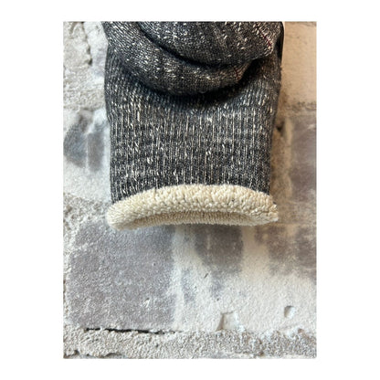 Men's double-face crew socks by Rototo in charcoal, showing the soft, textured fabric and stylish two-tone design.