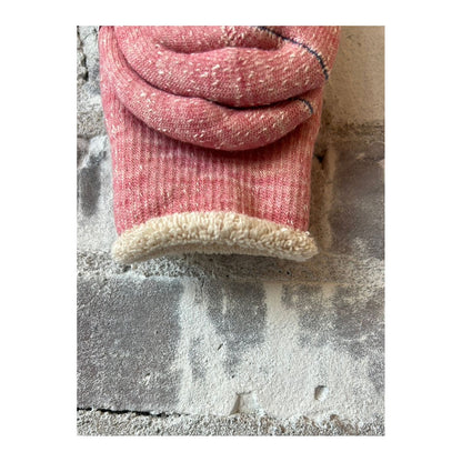 Men's double-face crew socks by Rototo in light pink, featuring a soft, comfortable knit with a stylish two-tone design.