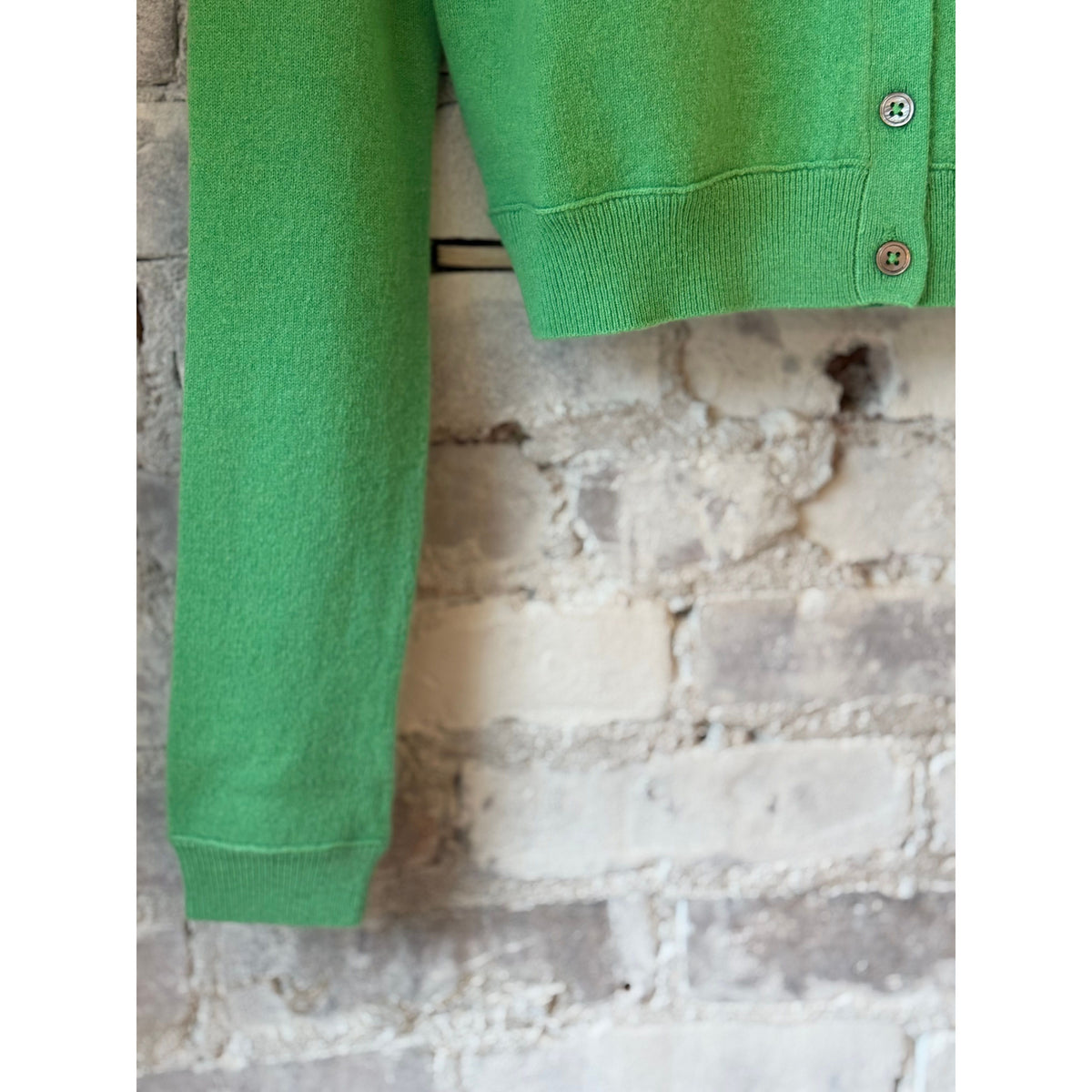 Women's Royal All Thumbs Cardigan by Brazeau Tricot in Mojito, featuring a cozy knit fabric and relaxed fit.