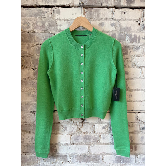 Women's Royal All Thumbs Cardigan by Brazeau Tricot in Mojito, featuring a soft knit fabric and relaxed fit.