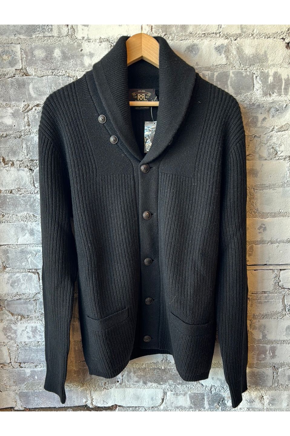 Cashmere Shawl-Collar Cardigan - Black - DUNE + SALT