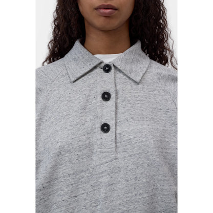 Women's rugby longsleeve in light grey melange by Closed Women's, featuring a comfortable fit and casual style.