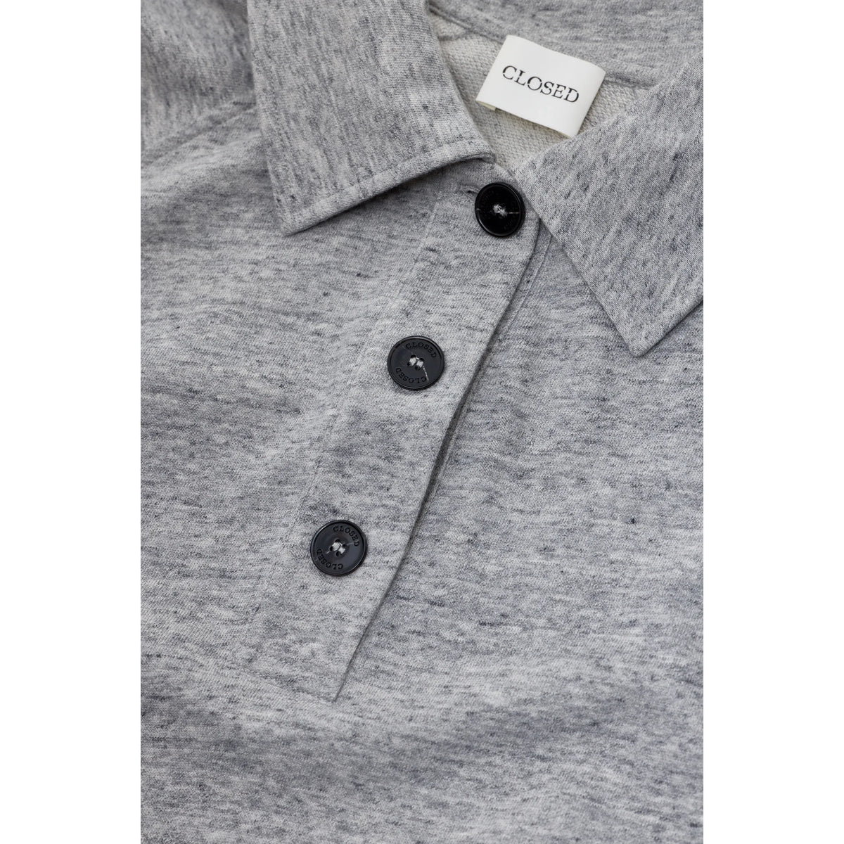Women's Rugby Longsleeve in Light Grey Melange by Closed, featuring a comfortable fit and casual style.