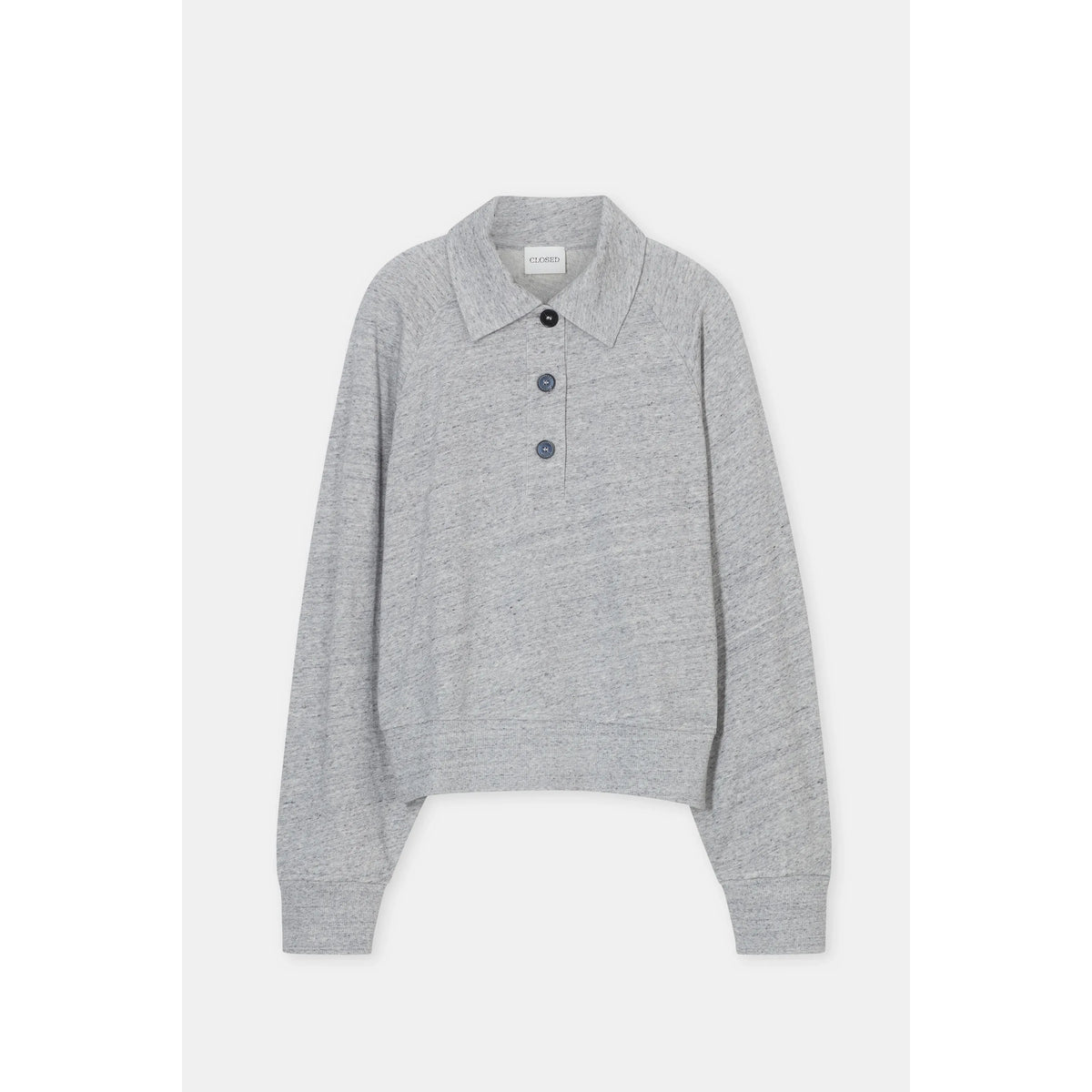 Women's rugby longsleeve in light grey melange from Closed, featuring a comfortable fit and casual sporty style.