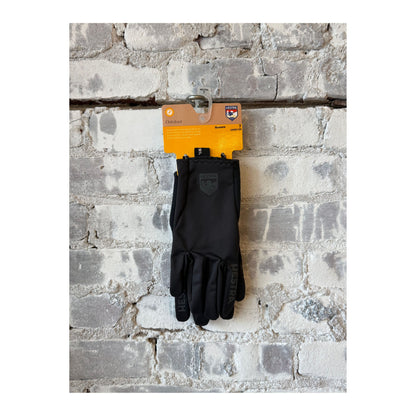 Men's Hestra Runner's All Weather 5 Finger Glove in black showing the glove's textured fabric and five-finger design for outdoor running.
