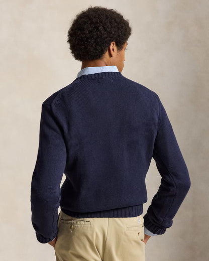Ralph Lauren Roving Cotton USA Flag Crewneck Sweater - Hunter Navy Dark Slate Gray