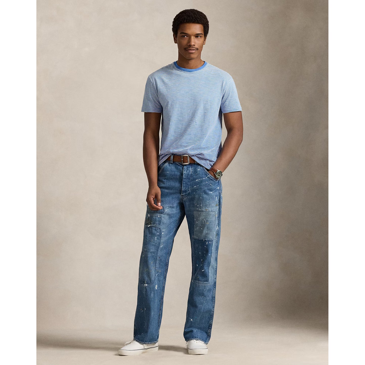 Classic Fit Striped Jersey T-Shirt - Dakota Blue Multi - DUNE + SALT