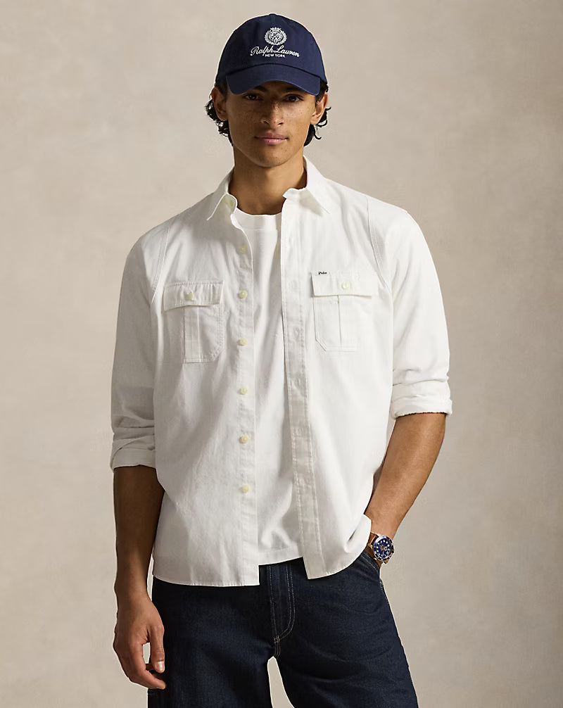 Classic Fit Sateen Workshirt - White - DUNE + SALT