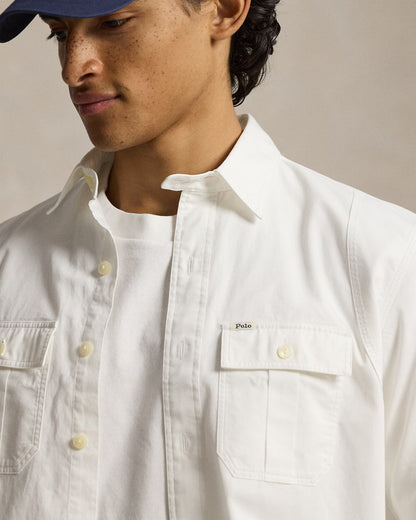 Classic Fit Sateen Workshirt - White - DUNE + SALT