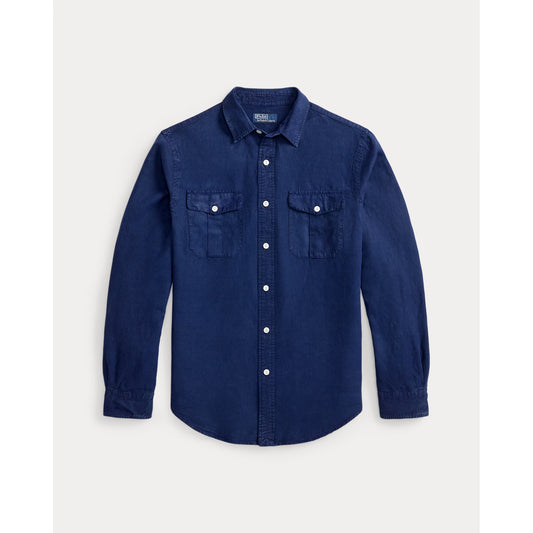 Classic Fit Linen-Silk-Cotton Workshirt - Indigo - DUNE + SALT