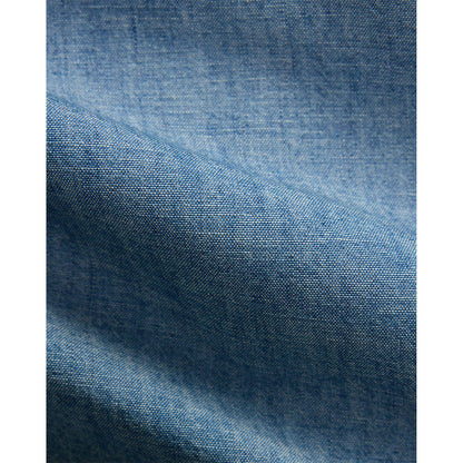 Men's Polo RL chambray classic western sport shirt in medium indigo, featuring a button-up style and western-inspired design.
