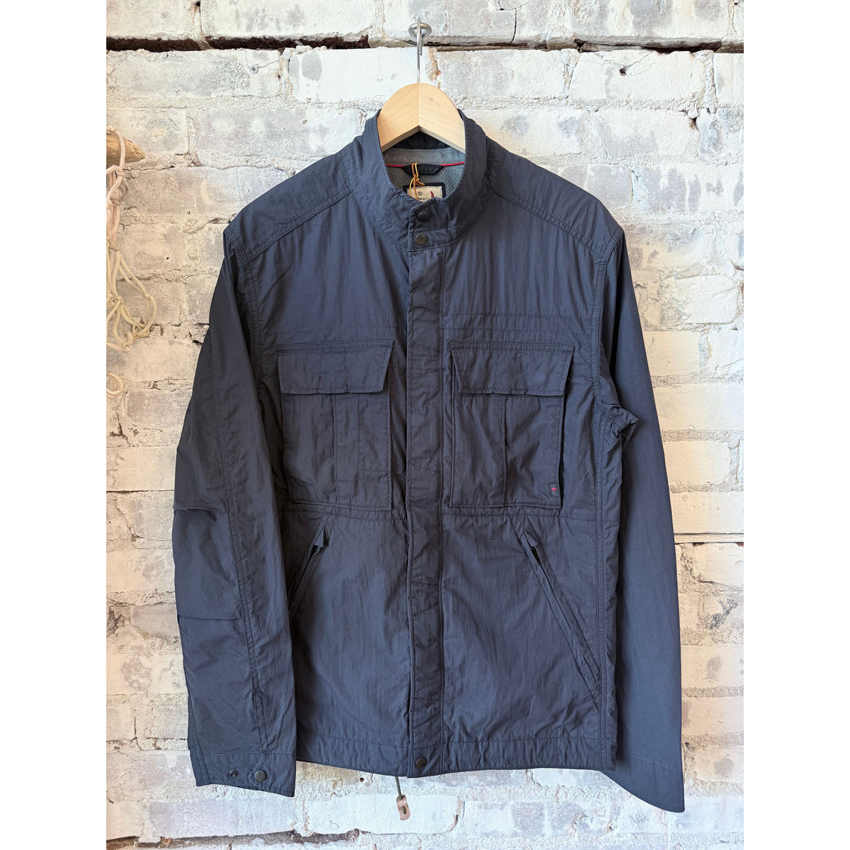 Men's Sailcloth Tanker jacket in dark navy by Relwen, featuring a casual fit and durable sailcloth fabric.