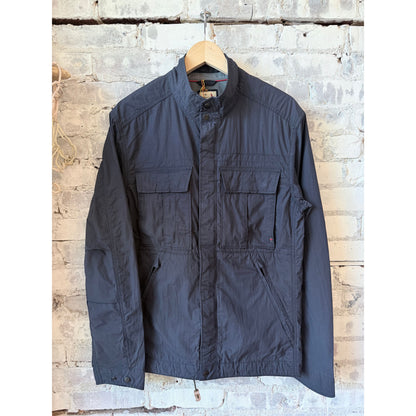 Men's Sailcloth Tanker jacket in dark navy by Relwen, featuring a casual fit and durable sailcloth fabric.