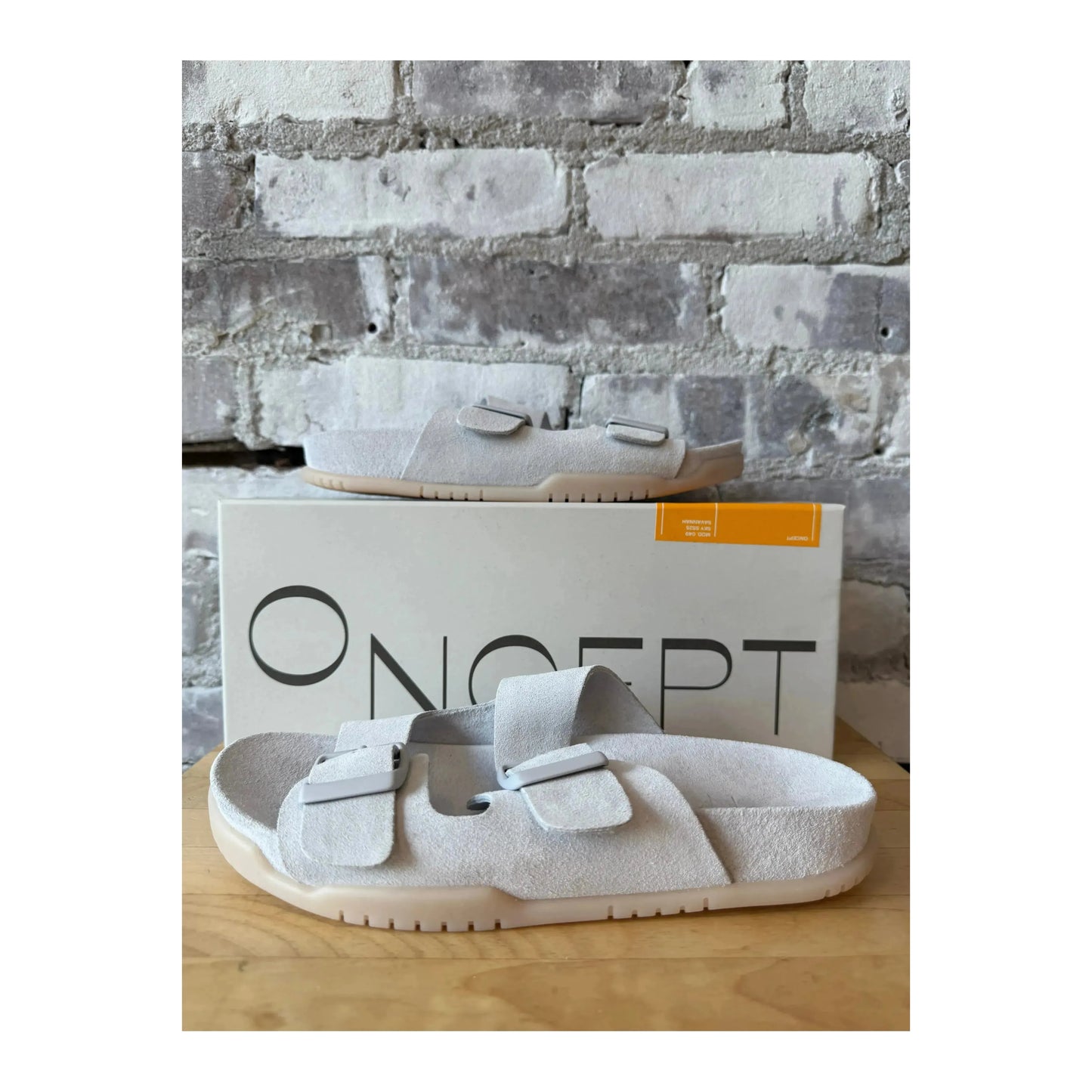 Women's Savannah Hydro-Suede Slide in Ice by Oncept, featuring a stylish slip-on sandal with hydrosuede material and casual design.