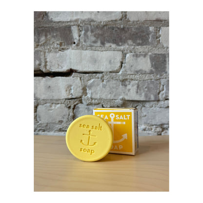 Kalastyle Soap Co. Sea Salt Lemon soap bar with natural sea salt and lemon slices, showcasing fresh, textured appearance.