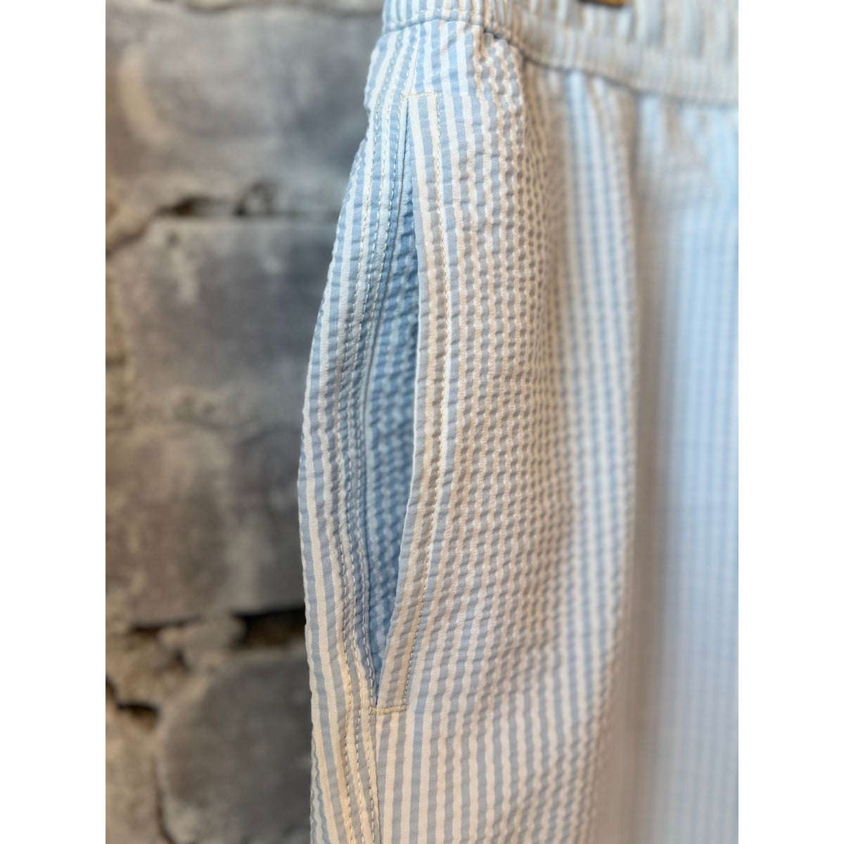 Hartford Men's Seersucker Woven Swimshort - Sky Gray