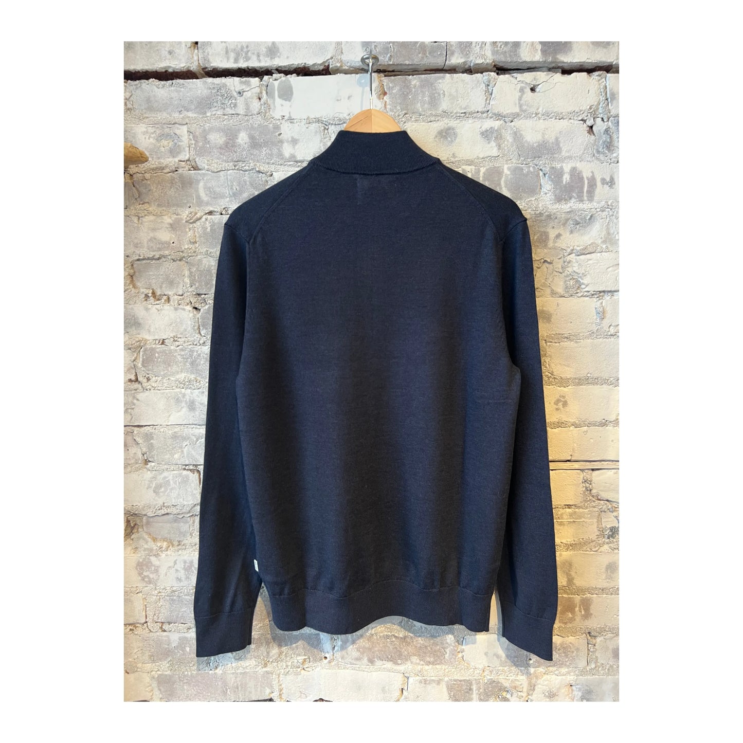 Men's Sergio Zip Mock in navy multi by NN07, featuring a stylish zip-up design and multi-colored navy fabric.