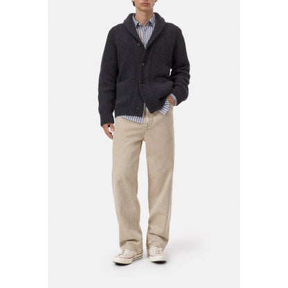 Men's black melange wool shawl collar cardigan by Closed, featuring a cozy knit and classic design.
