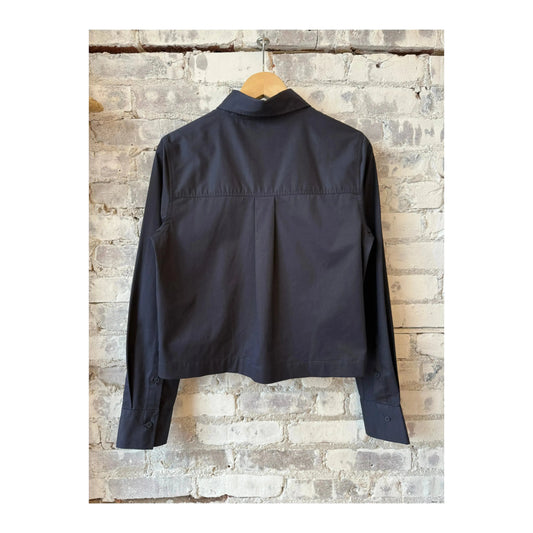 Dark Night women's short cotton poplin blouse by Closed Women's, featuring a stylish, fitted design and classic collar.