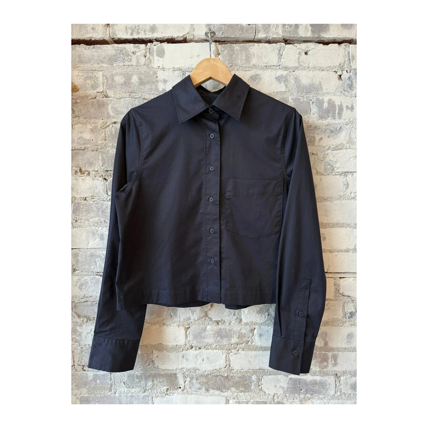 Dark Night short cotton poplin blouse for women by Closed Women's, featuring a stylish, comfortable button-up design.
