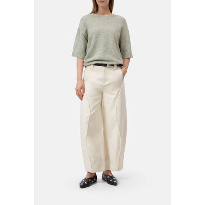 Women's short-sleeved alpaca-wool blend jumper in Stoneleaf Green by Closed, featuring a cozy, textured knit fabric.