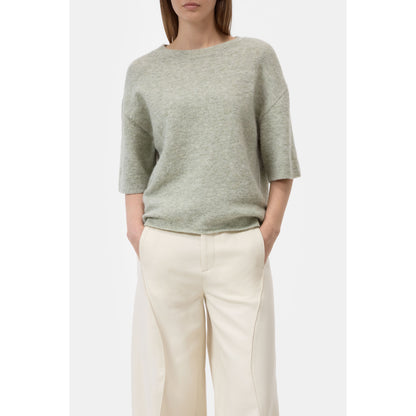 Closed Women's short-sleeved alpaca-wool blend jumper in Stoneleaf Green, showcasing a cozy, stylish knit top.