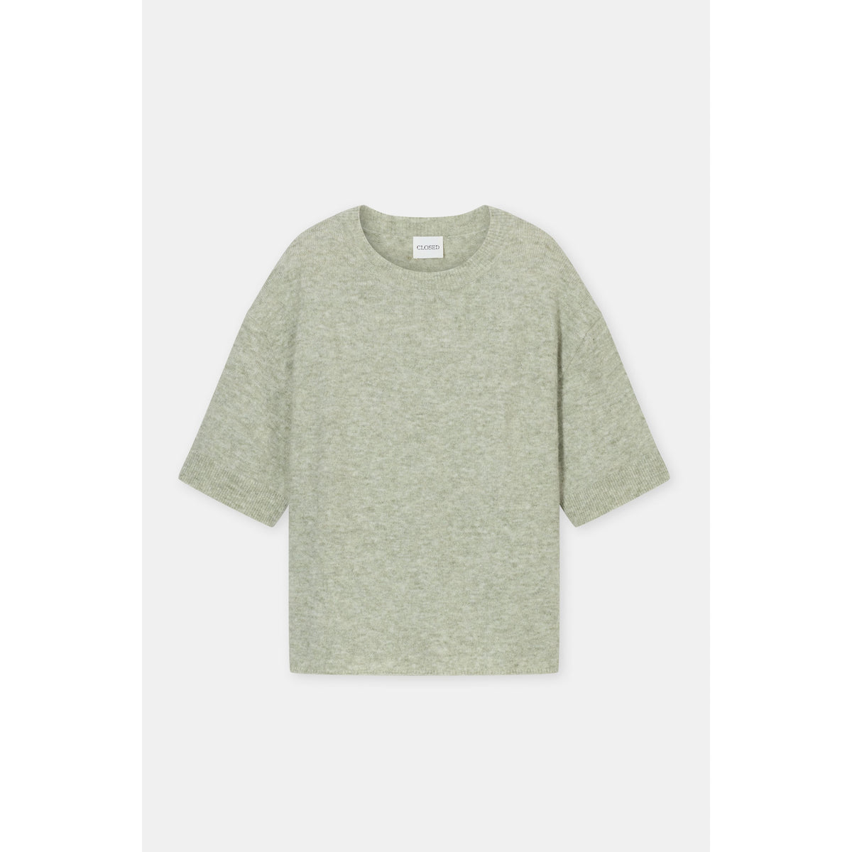 Women's short-sleeved alpaca-wool blend jumper in Stoneleaf Green by Closed, featuring a cozy, textured knit fabric.