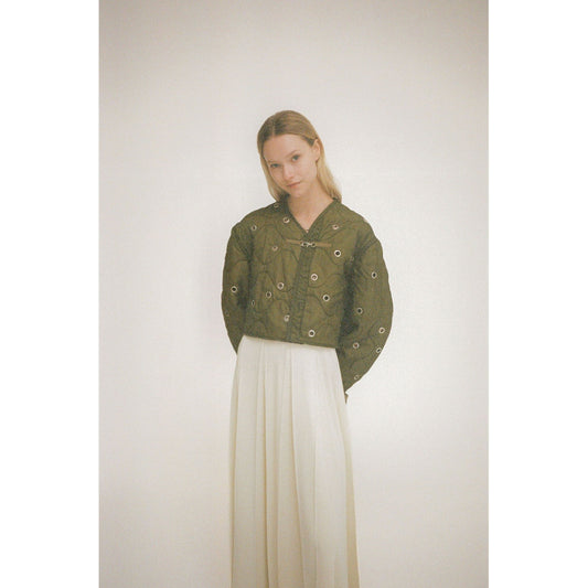 Women's military green grommeted liner by Sloppy Seconds, featuring sturdy grommet details and a comfortable fit.