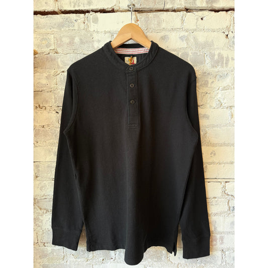 Relwen Slub Jersey Henley - Black Dark Slate Gray