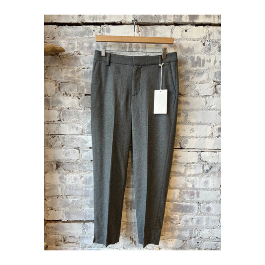 Closed Women's Sonnett Slim Pant in dark grey melange, showing a close-up of the sleek, slim-fit women's pants fabric and design.