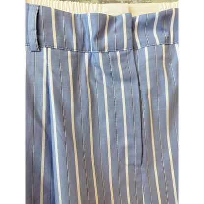 Women's ACARIA STUDIO Soulmate Twill Shorts in blue and white stripe, showcasing a stylish twill fabric design