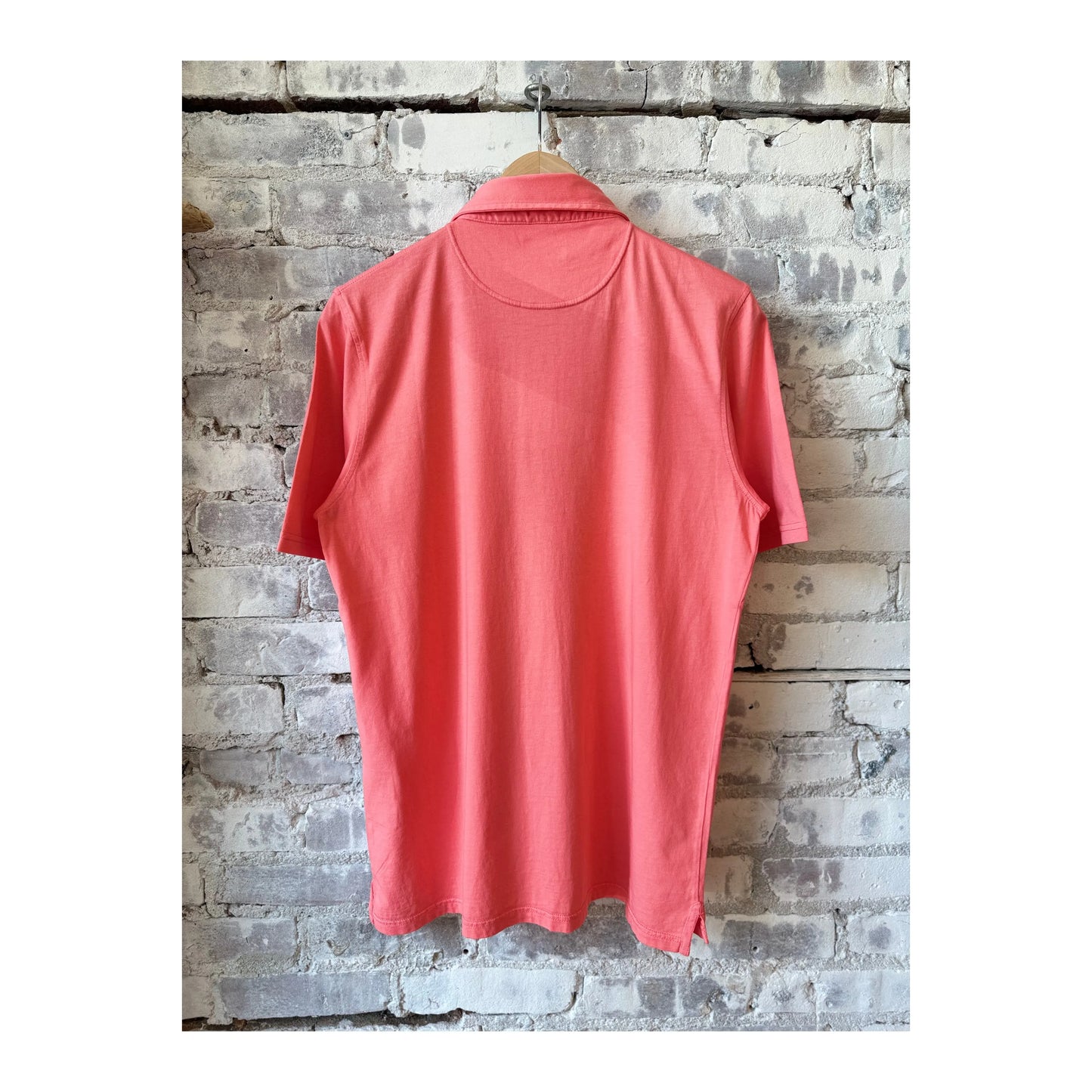 Men's Hartford SS Cotton Jersey Polo in Faded Coral, showcasing a casual fit with short sleeves and a classic collar.