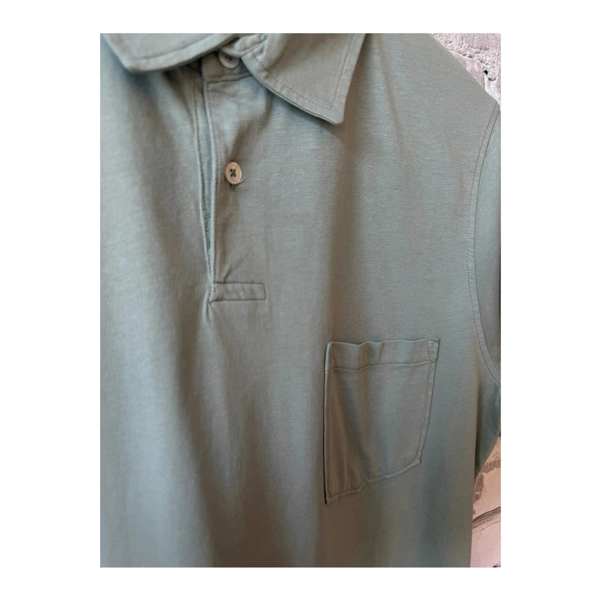 Men's Hartford Cotton Jersey Polo in faded green, featuring a classic fit and ribbed collar, perfect for casual wear.