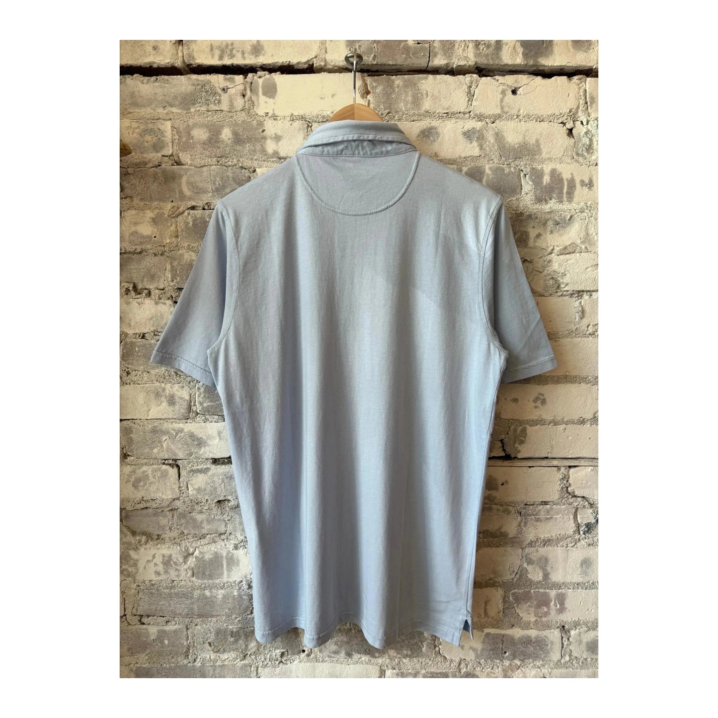 Men's sky blue cotton jersey polo shirt by Hartford Men's, featuring a classic collar and short sleeves.
