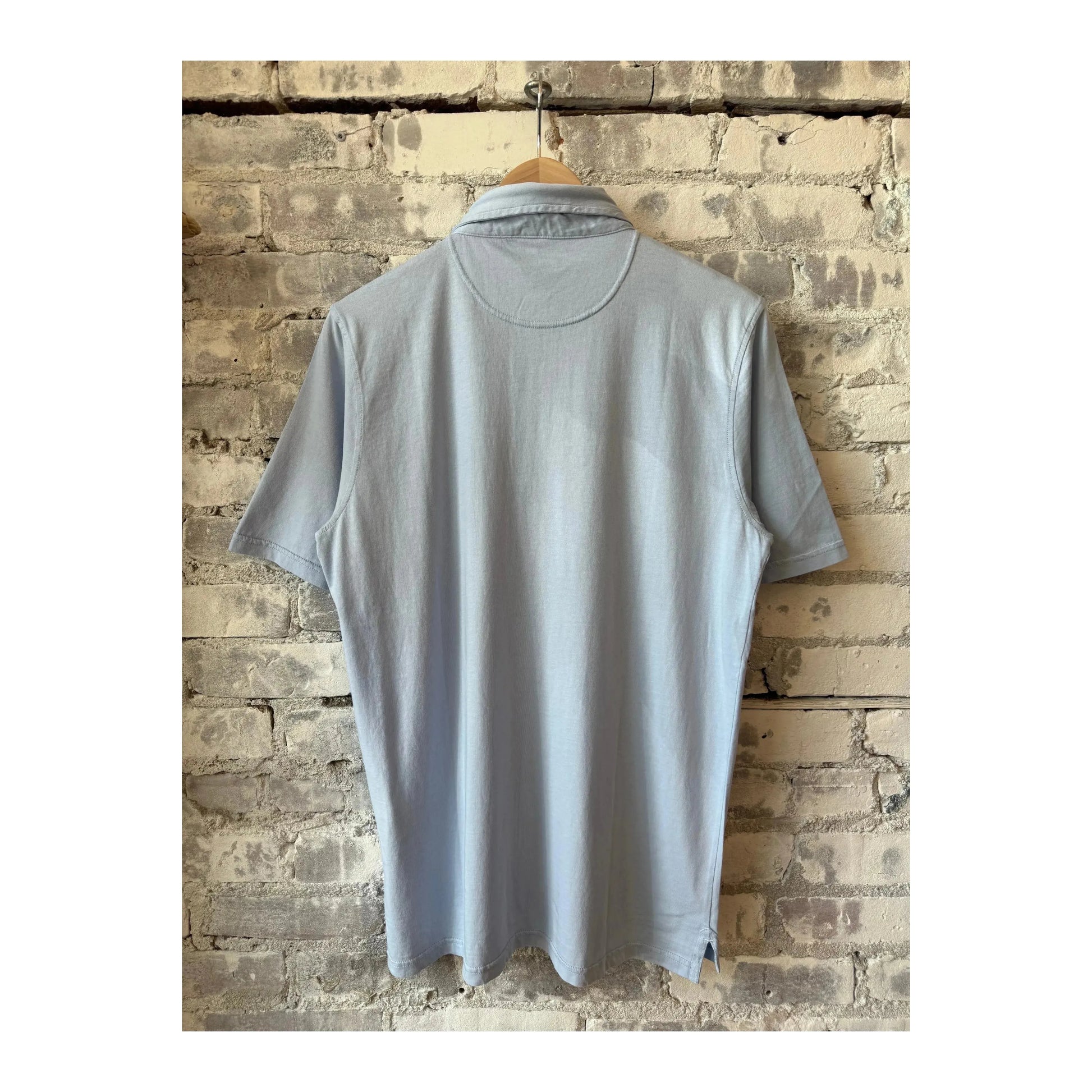 Men's sky blue cotton jersey polo shirt by Hartford Men's, featuring a classic collar and short sleeves.