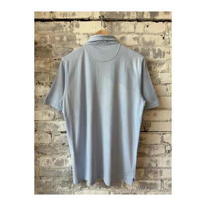 Men's sky blue cotton jersey polo shirt by Hartford Men's, featuring a classic collar and short sleeves.