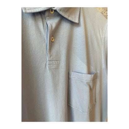 Men's sky blue SS cotton jersey polo shirt by Hartford Men's, showing the classic fit and textured fabric.
