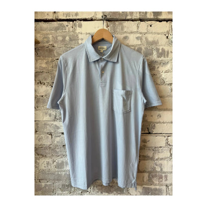 Men's sky blue SS cotton jersey polo shirt by Hartford Men's, showing the classic collar and short sleeves.