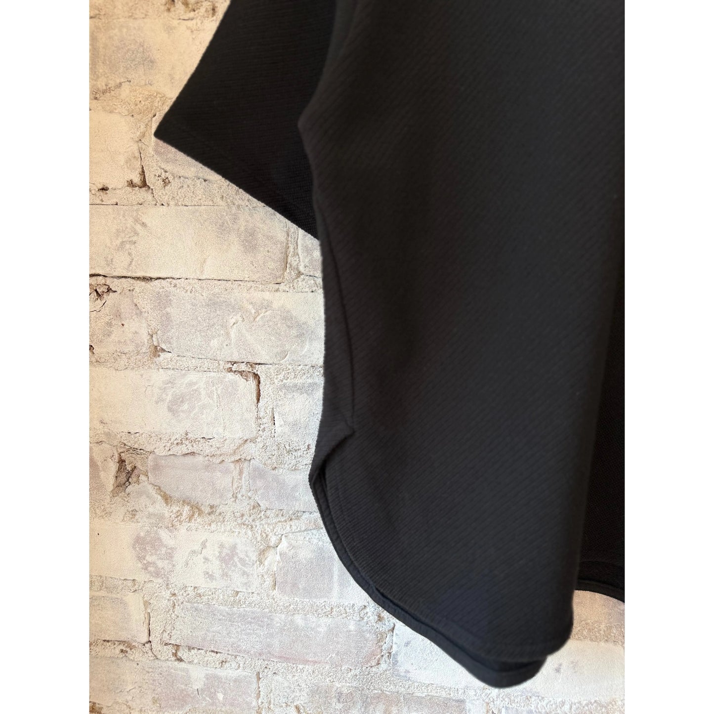 Women's black V::Room SS Cotton Mesh Crew Tee, lightweight breathable cotton mesh fabric, casual crew neck style.