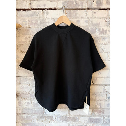 Women's black V::Room SS Cotton Mesh Crew Tee, lightweight and breathable cotton mesh fabric, casual short-sleeve T-shirt.