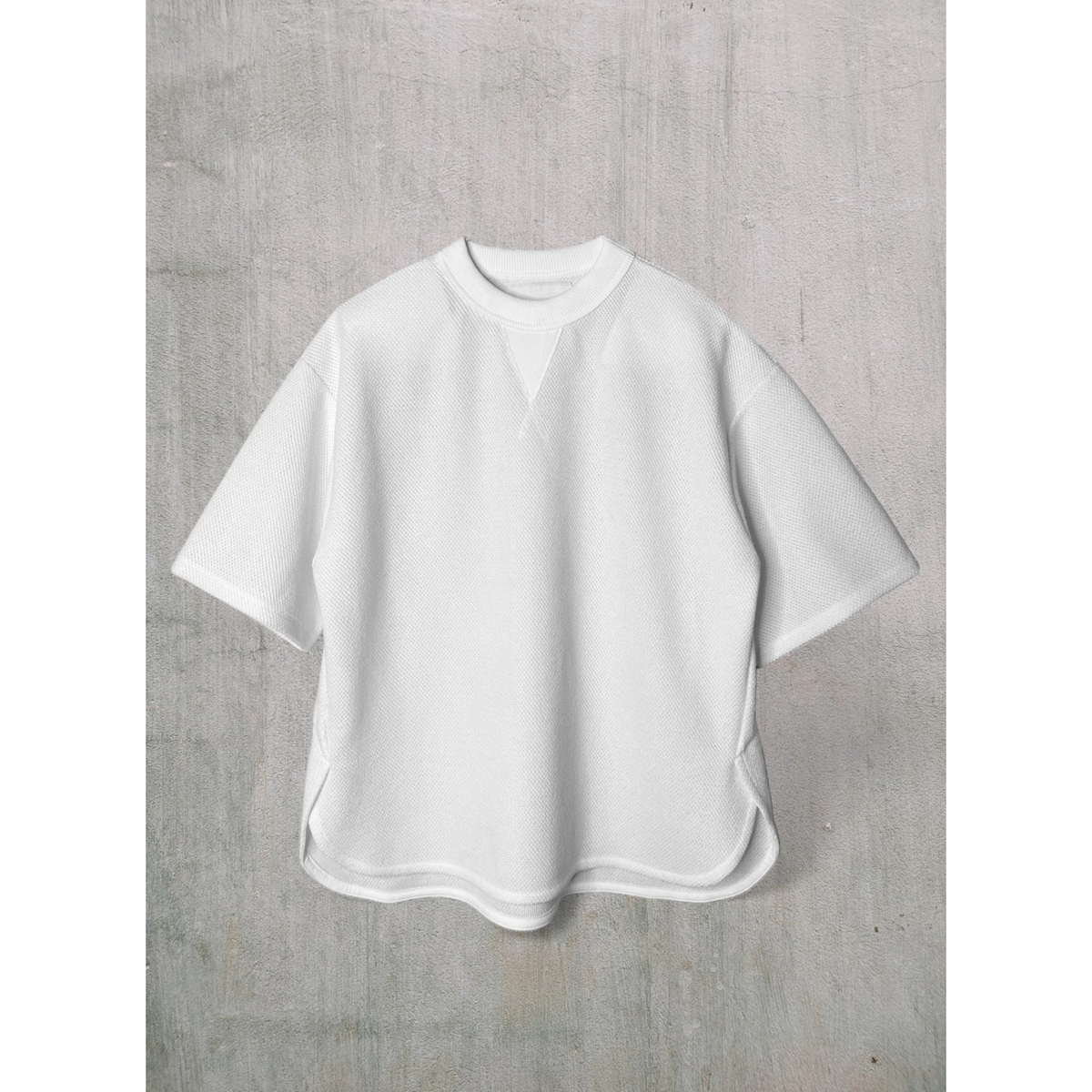 Women's white V::Room SS Cotton Mesh Crew Tee, lightweight cotton fabric with a relaxed crew neck and breathable mesh design.