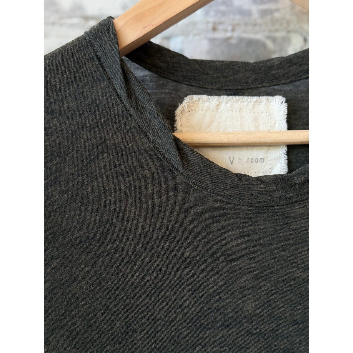 V::Room SS Hi-Soft Jersey 'Narrow Neck' Crew - Black Dark Slate Gray