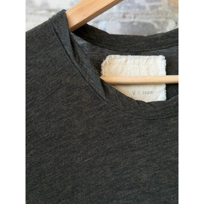 V::Room SS Hi-Soft Jersey 'Narrow Neck' Crew - Black Dark Slate Gray