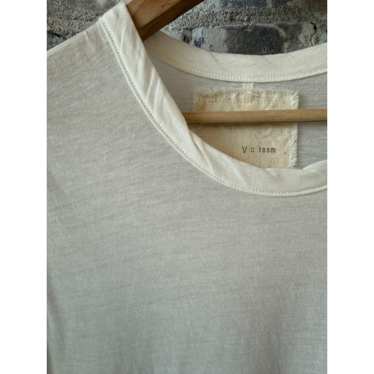 V::Room SS Hi-Soft Jersey 'Narrow Neck' Crew - White Dark Gray