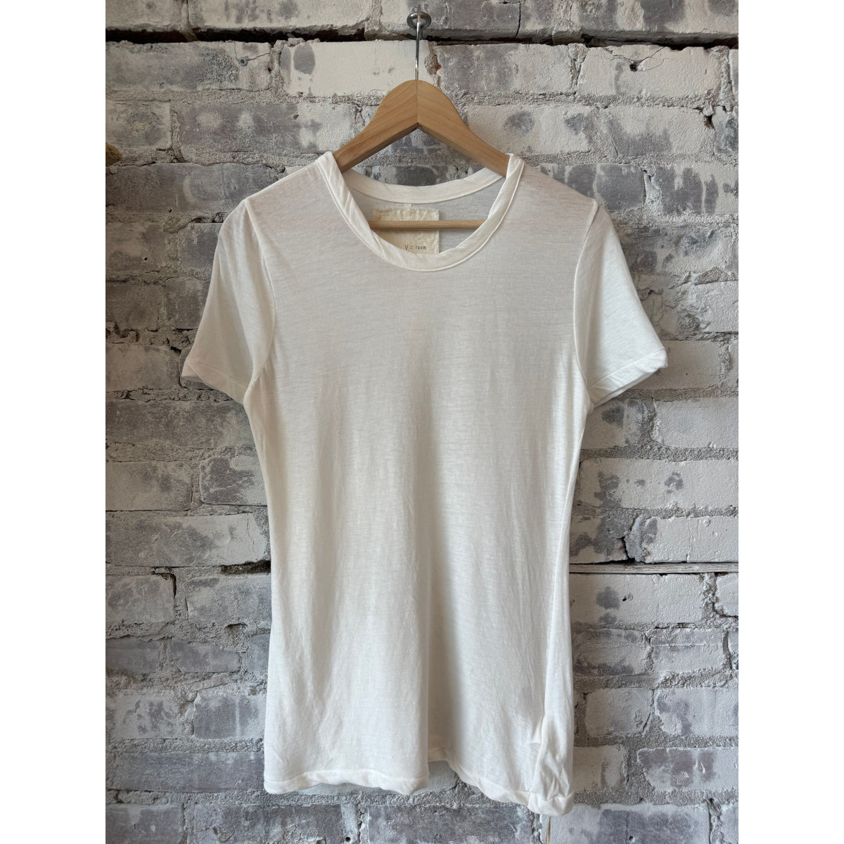 V::Room SS Hi-Soft Jersey 'Narrow Neck' Crew - White Gray
